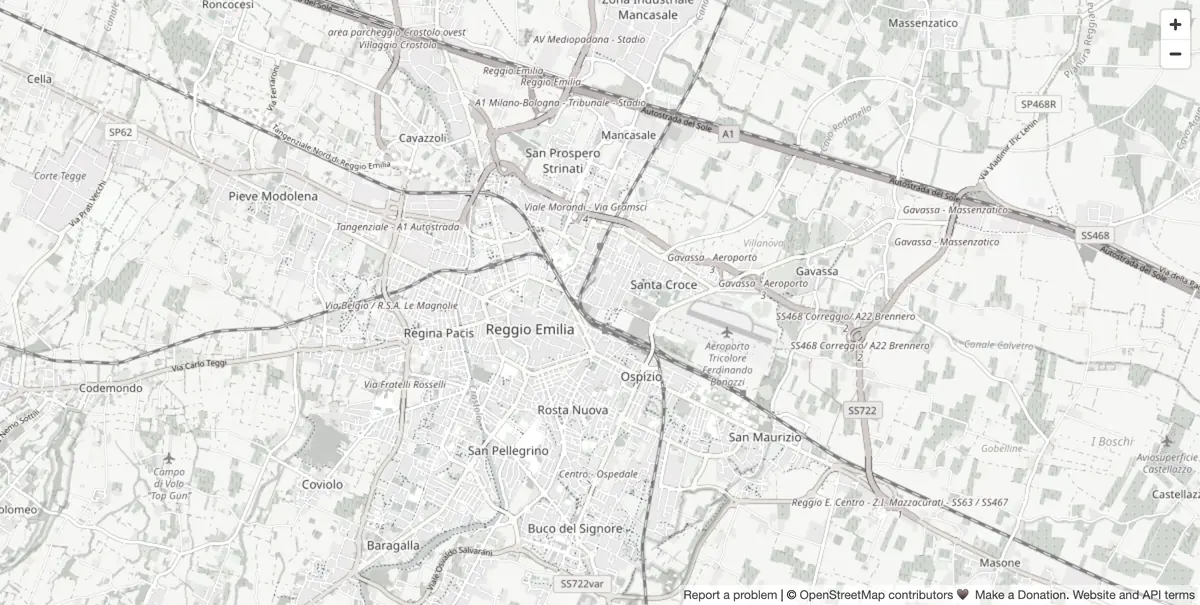 Mappa della zona di Reggio Emilia in cui si trova Biri's House
